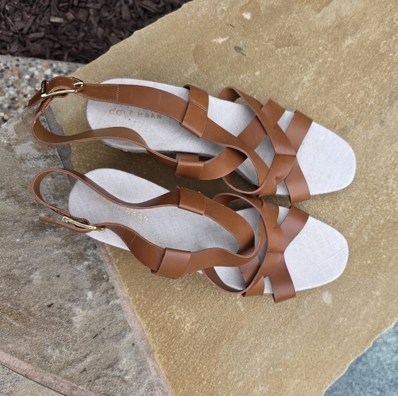 Cole Haan Women's Crystal Slingback Espadrille Wedge Sandals Brown Size 9,5B - Picture 14 of 14